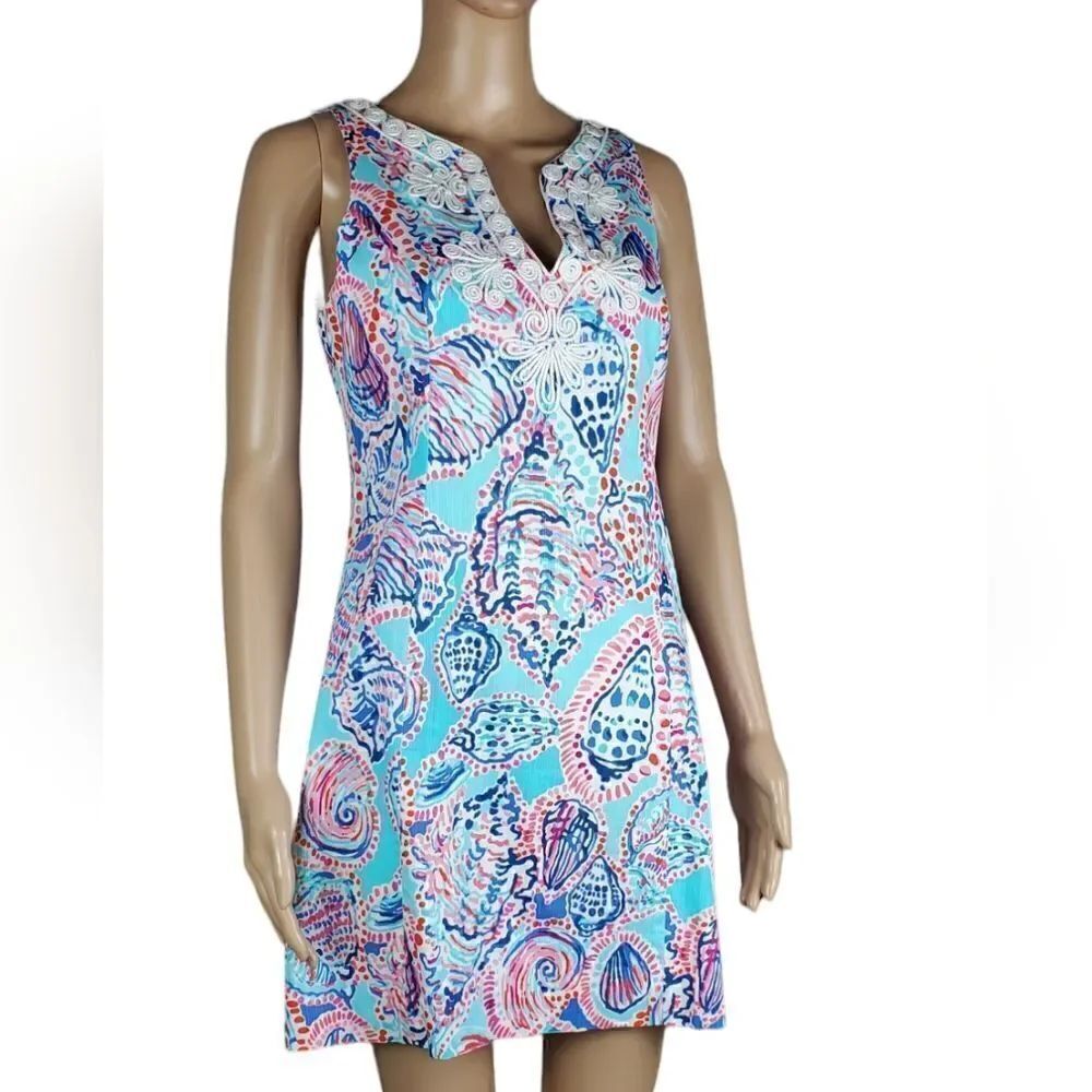 Lilly Pulitzer Blue & Pink Shell Dress - Picture 1 of 8